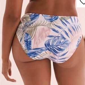 La vie en rose Turquoise Tropical Leaf Print Bikini Bottom Size Large